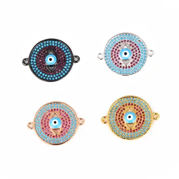 

4pcs Crystal Rhinestone Paved Evil Eye Connector Beads Charms Connectors Findings for DIY Jewelry Making