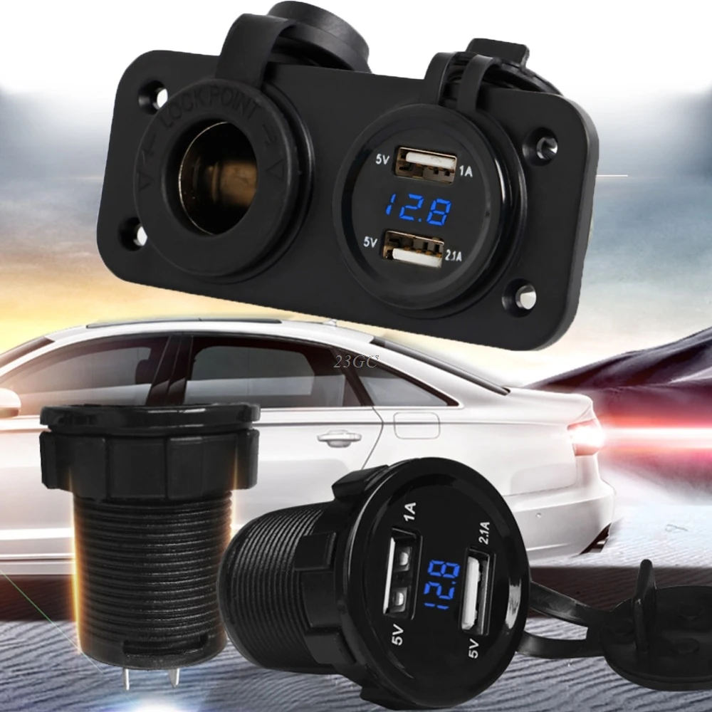 12V 24V автомобиль Зарядное устройство мотоцикл Plug Dual USB адаптер гнездо для