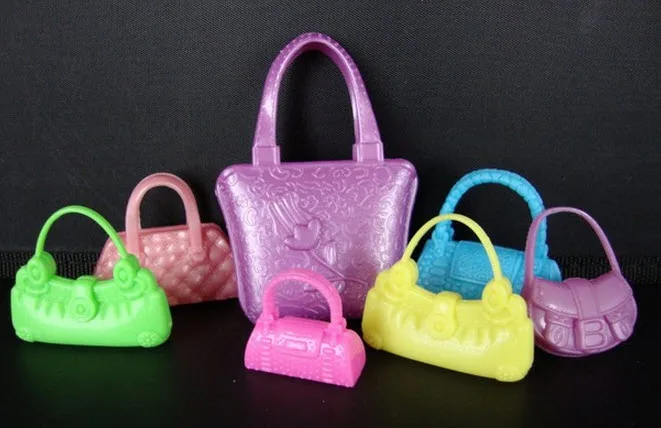 7pcs set Fashion Shoulder Bag Casual Hangbag For Barbie Doll Mixed Styles Doll Handbags Girl Birthday