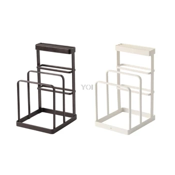 

Kitchen Utensils Tool Holder Block Storage Rack Cutting Board Stand Bakeware Pan Pot Cover Lid Cutlery Organizer