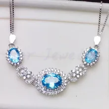 Природный Голубой топаз браслет цепочка 925 серебро 1.6ct* 2шт, 3.5ct* 1 шт драгоценный камень роскошный стиль# XY18092605