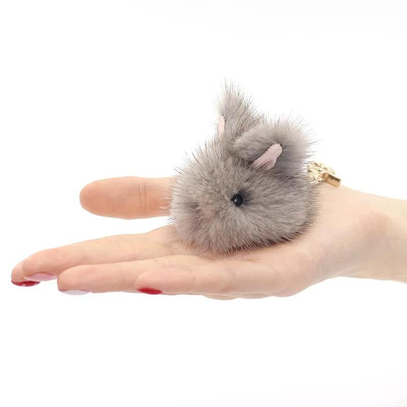 

New Cute Mini Real Mink fur keychain Soft Bunny Women Bag Charm Pendant Mink fur Rabbit Mobile Phone Pendant Car Key chains