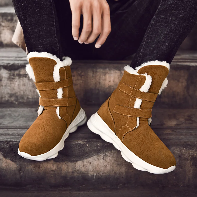 Da Hombre Os Quente Inverno Moda Dos Invierno Northmarch Homens De Sapatos Neve cinza Mens Couro marrom Preto Botas Casuais Para Pele wYqYazSPxI