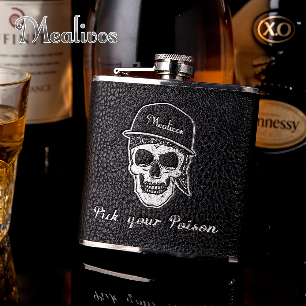 6Oz Embosssing Skeleton Head Man's Stainless Steel Hip Flask Whiskey Wine Bottle 6Oz Embosssing Skeleton Head Man's Stainless Steel Hip Flask Whiskey Wine Bottle