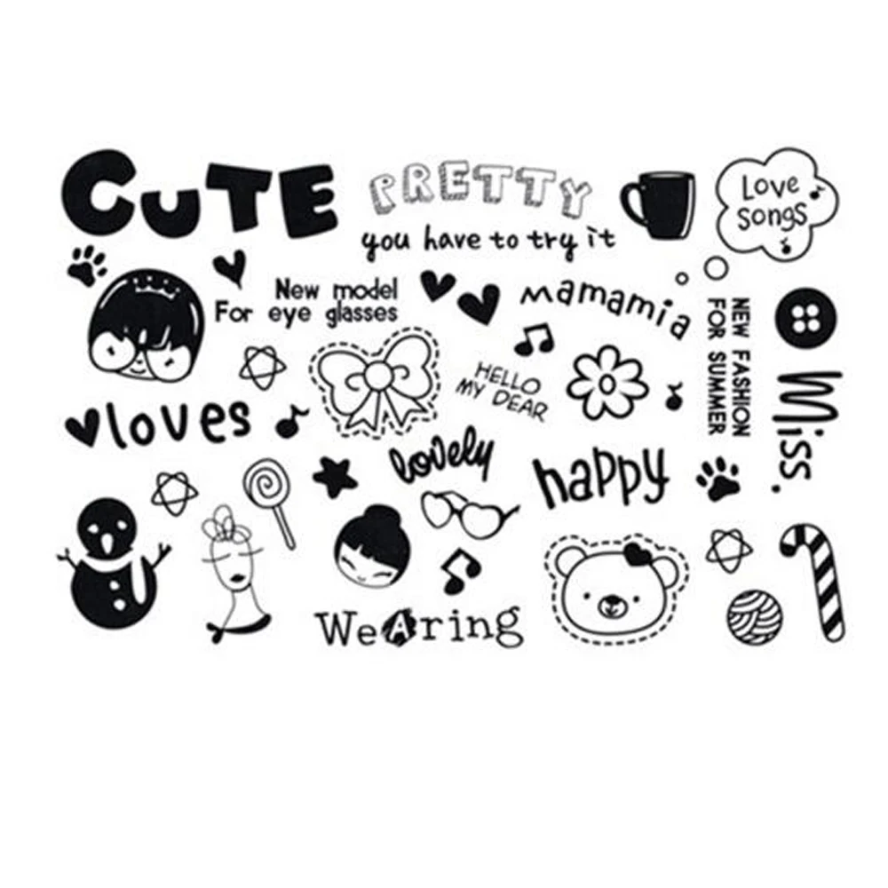 Yeeech temporäre tattoos sticker cute bogen bär aufkleber fräulein liebe glas wort tasse designs für mädchen