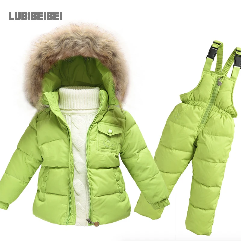 Cheapest Price Hot Children Winter Clothing set Boys Ski Suit Girl Down Jacket Coat + Jumpsuit Set 1-6 Years Clothes For Baby Boy/Baby Girl