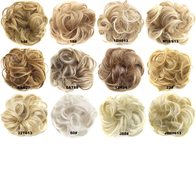 Jeedou Messy Chignon Donut Hair Bun Pad Elastic Hair Rope Rubber Band Synthetic Hairpiece Gary Brown Color