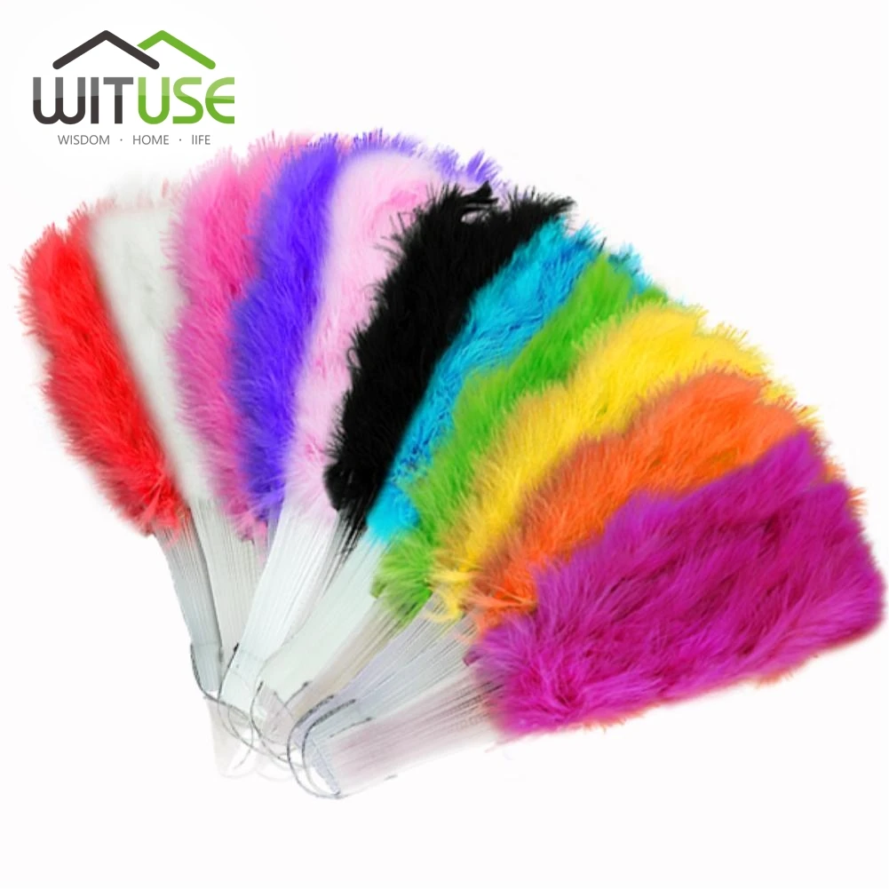 

WITUSE Elegant Large feather wedding party decoration mariage ball lady bachelorette party folding hand fan 10 colors