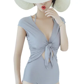 

One Piece Swimsuit Push Up Swimsuits For Women Bikinis Female 2019 Japanese Korean Swimwear New Solid Polyester Sierra Surfer