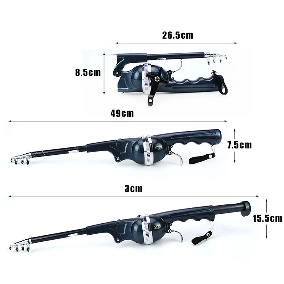 Portable Carp Foldable Fishing Rod 134cm Folding Fishing Lure Rod  Telescopic Fighing Pole Reel Combo with Fishing Line