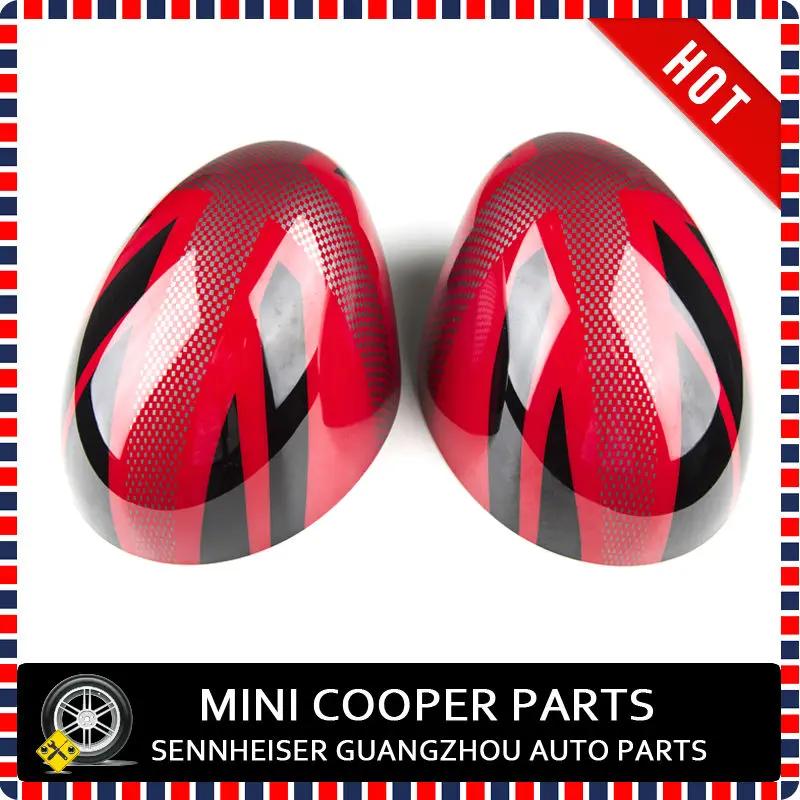 Red Union Jack Style Side Mirror Cover-2