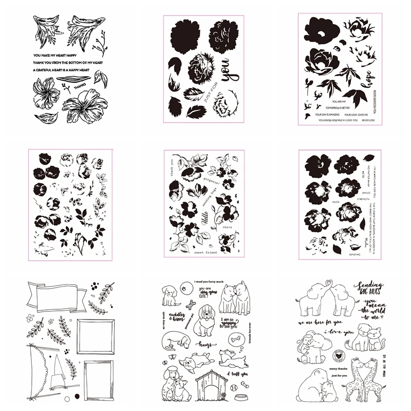 

6x8inch Basic Flower Transparent Clear Silicone Stamp Set for DIY Scrapbooking/Photo Album Cards Making Decorative Clear Stamp