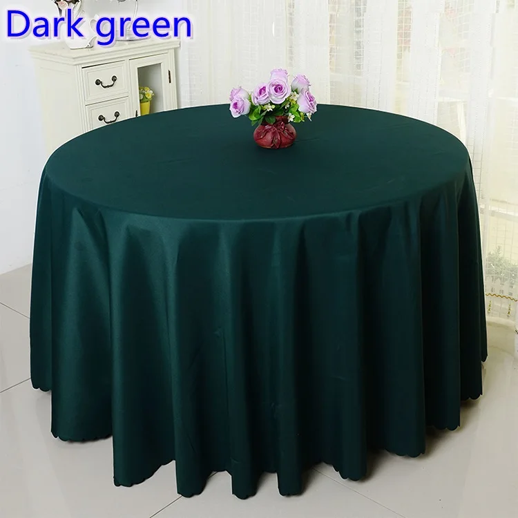 Dark Green colour round dining table cloth,polyester table cover,for wedding,hotel and
