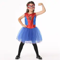 Дети супергерой фильма мстители человек-паук для девочек платье Костюмы для косплея комплект праздник Танцевальная Вечеринка Одежда для
