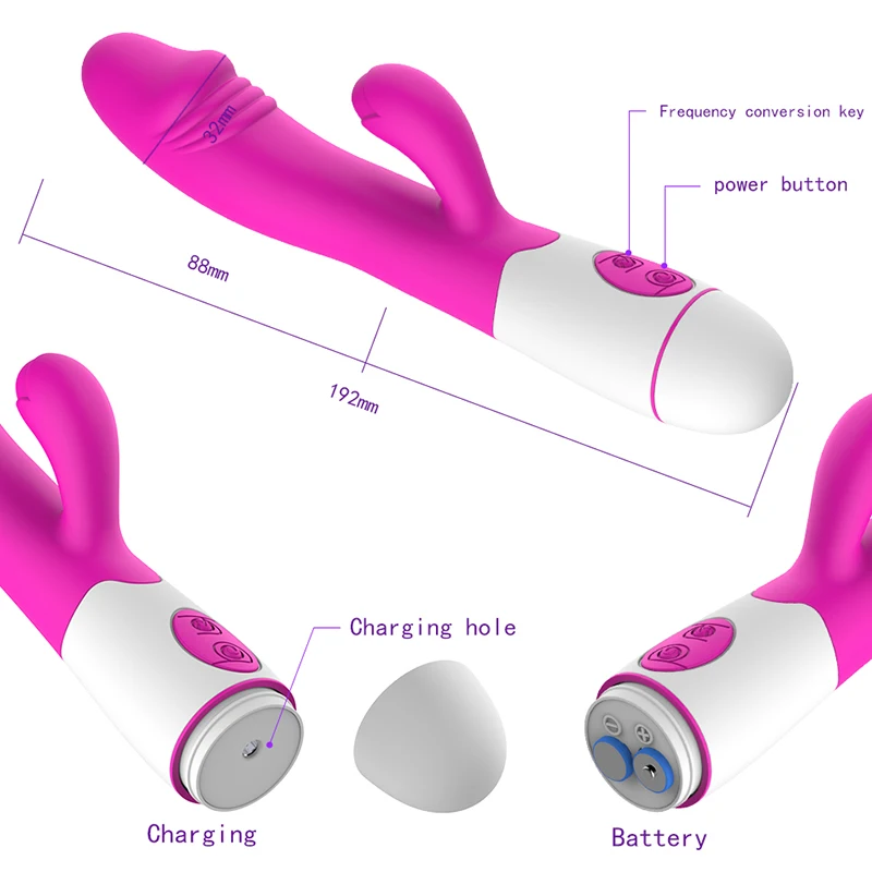 Baratos Vibrador de cabeza de conejo vibrador G rotación de punto a prueba de agua productos sexuales vibrador juguete sexual para mujeres