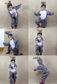 

Lovely Kids Unisex Children Onesie Pajamas Anime Cosplay Costume Onesie zebra in Stock