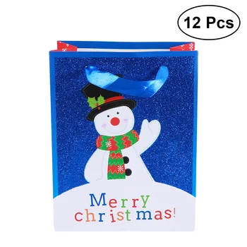 

12pcs Paper Xmas Pattern Glittered Candy Bags Hand Bag Gift Bags for Birthday Party Favors Christmas