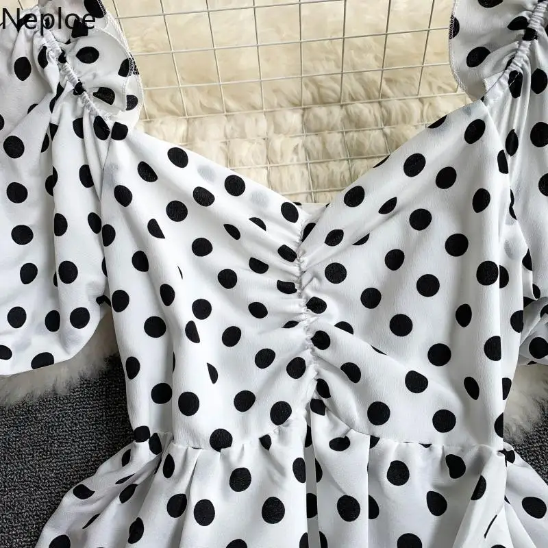 Neploe Лето 2019 женское платье шикарное в горошек с пышными рукавами Vestidos Винтажное v