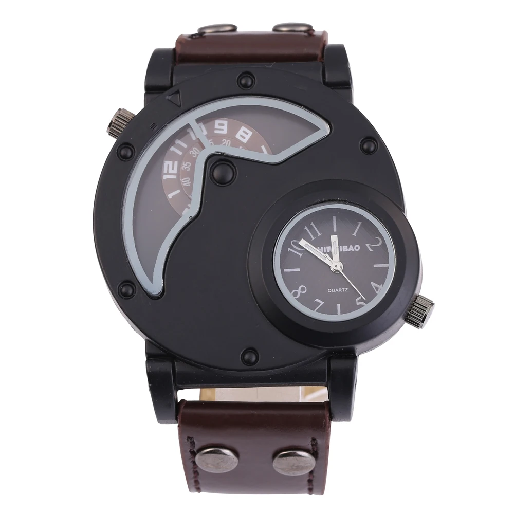 unique design quartz wrist watch for men luxury brand men`s watches dual time zones milutary clock man (5)