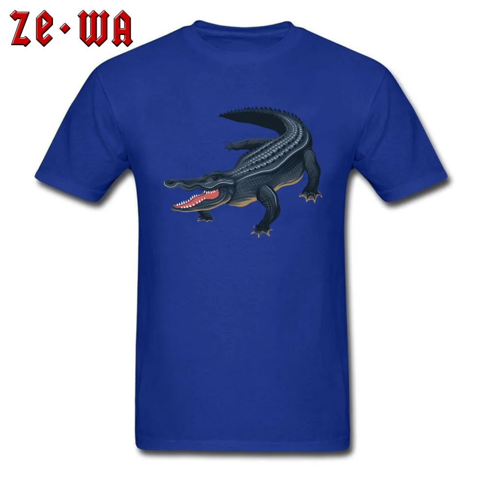 crocodile Normal Summer/Autumn 100% Cotton Round Neck Men Tops T Shirt Design T Shirt On Sale Short Sleeve T Shirts crocodile blue