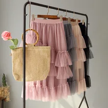 Saia Миди юбка Горячая распродажа осень и зима сладкий маленький свежий двойной гриб гофрированные половина тела торт женский