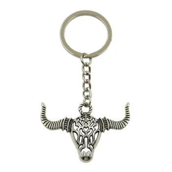 

Factory Price Hollow Bull Ox Head Pendant Key Ring Metal Chain Silver Color Men Car Gift Souvenirs Keychain Dropshipping
