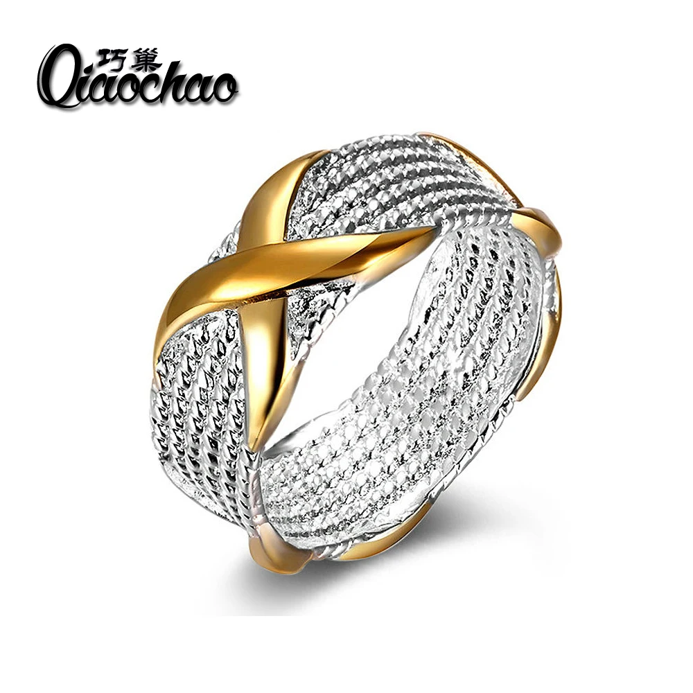 Trendy Fashion Jewelry Silver Plated Rings for Women Cross Shape Wedding Bridal Jewelry,X Ring