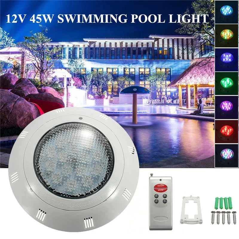 

12V 45W RGB LED Swimming Pool Light Wall Mounted Underwater With Remote Controller IP68 Waterproof Outdoor Lamp Pond Light