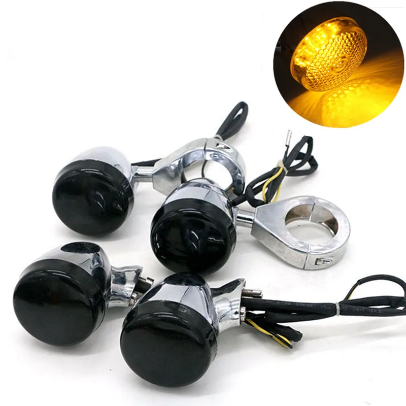 

4x Motorcycle LED Turn Signal Light+39mm/41mm Fork Clamp Bracket For Harley Sportster Dyna Softail Honda Shadow VTX Cafe Racer