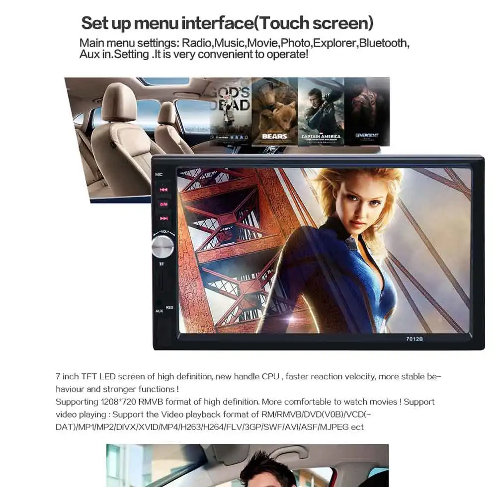 inch Radio 7012B GBtiger Player MP5 Camera TF Hygia stock Hot States FM 7 Stereo Latest View 2Din Auto USB MMC Touchscreen Rear Video USD Dollar Bluetooth Audio Colon United Support 4 inch Radio 7012B GBtiger 4
