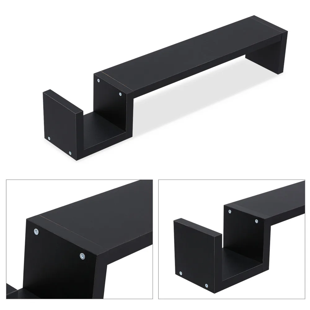 Finether Modern S-Shaped Floating Wall Mount Shelf Bookshelf Display Rack Ledge, Black5