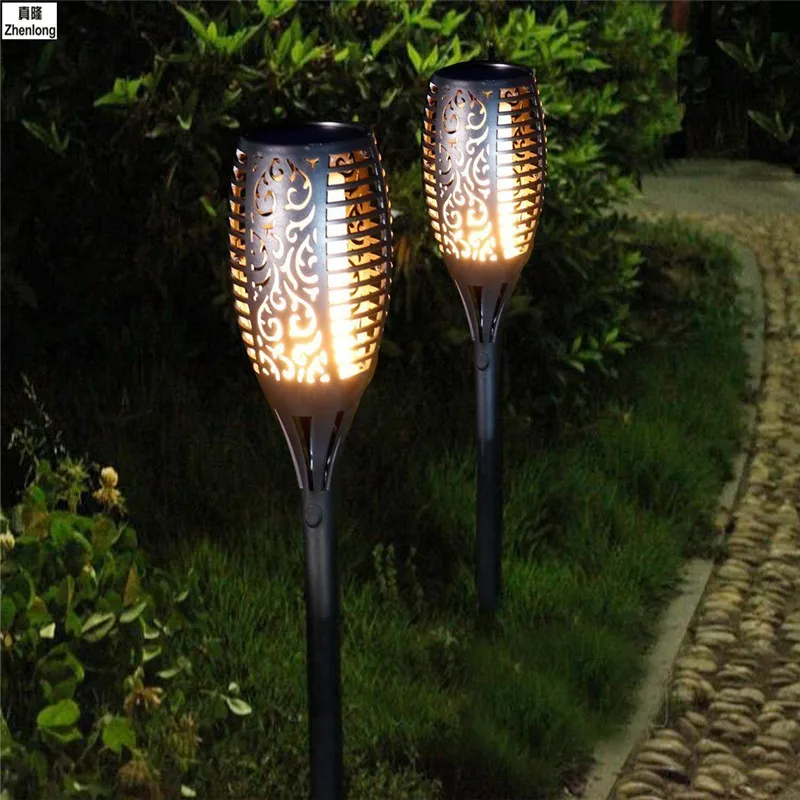

Solar Powered Stainless Steel Waterproof LED Outdoor Garden Light Landscape Yard Lawn Path Lamp Torch Light Single Crystal Plate