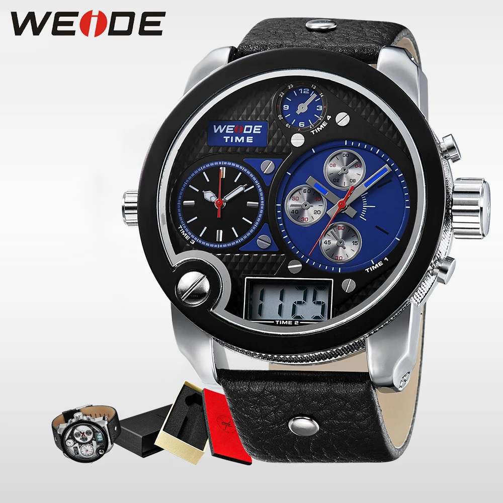 

WEIDE luxury Brand Watches relogio automatico masculino alarm clock With Big Dial Water Resistant Stainless Steel Back watch