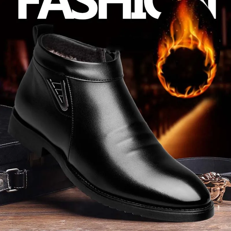 

Masorini Autumn Winter Vlevet Retro Men Boots Comfortable Zipper Brand Casual Shoes Split Leather Snow Boots Shoes WW-149
