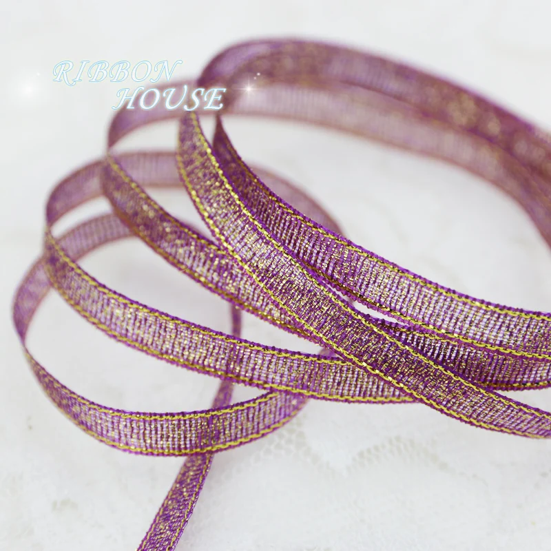 

(25 yards/lot) 1/4'' (6mm) Purple polyester ribbon Christmas packaging ribbon high-grade quality squares ribbons