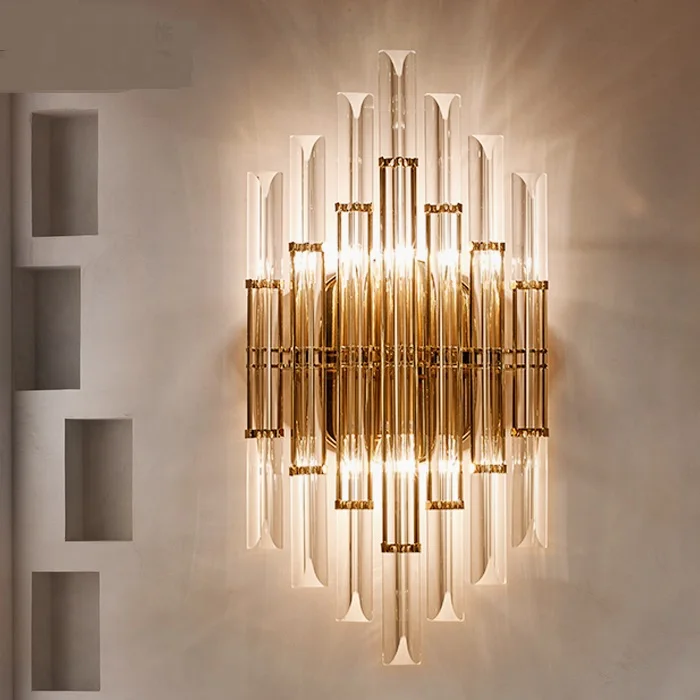 Modern simple iron crystal wall lamps bedroom bedside background wall