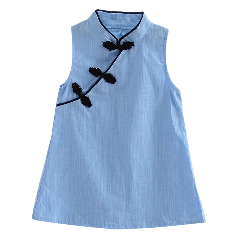

2019 Girls Sleeveless Vintage Flower Patterned Cheongsam Dress