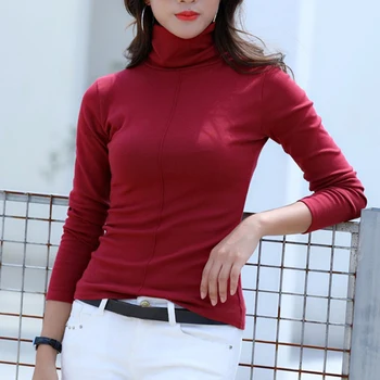 

Long Sleeve Warm Thick Slim Fit Tops Women Turtleneck Pullover Sweater Soft Jumper
