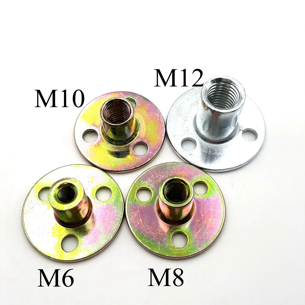 1 шт. Фланцевая муфта из углеродистой стали с резьбой M6 M8 M10 M12 разноцветное цинковое покрытие
