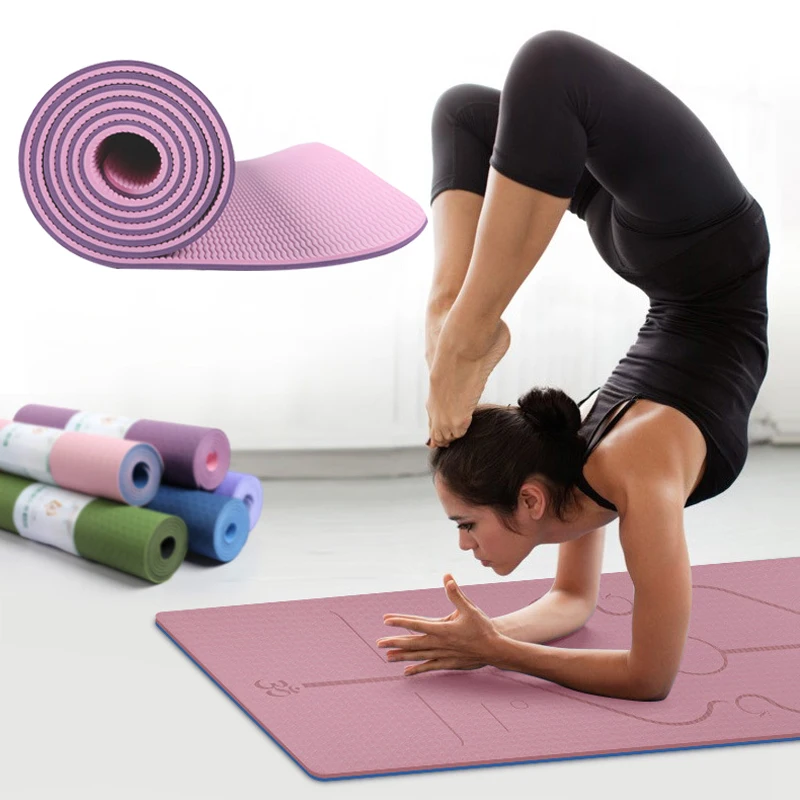 Hot Sale TPE Non-Slip Position Line Fitness Yoga Mats Double Layer 6mm Eco-friendly Tasteless Lose Weight Exercise Health Mat Hot Sale TPE Non-Slip Position Line Fitness Yoga Mats Double Layer 6mm Eco-friendly Tasteless Lose Weight Exercise Health Mat