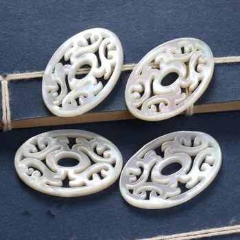 

20pcs/lot 20x30mm Hollow Oval Flower pearl MOP Beads Natural Flower Mother of Pearl Shell Beads for DIY Earrings Jewelry
