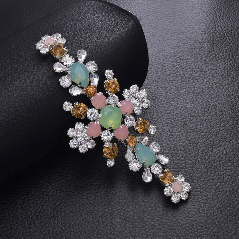 

DIY 2pcs Shiny Glass Stone Rhinestone Patches Applique Sew on Bridal Dress Belt Sash Jeans Shirt Patch Garment Accessory HD-1072