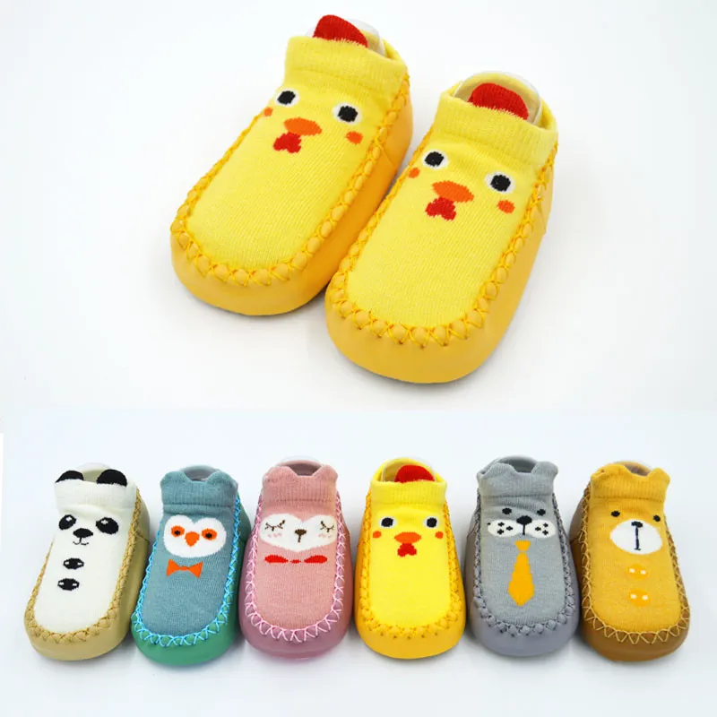 

2019 Baby Sole Socks with Rubber Toddler Anti-slip Soft Socks Infant Lovely Cartoon Animals Floor Sock Newborn babies Unisex
