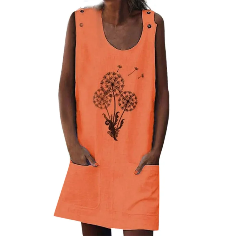 Женское облегающее платье без рукавов с круглым вырезом и пуговицами на лето 2019 |