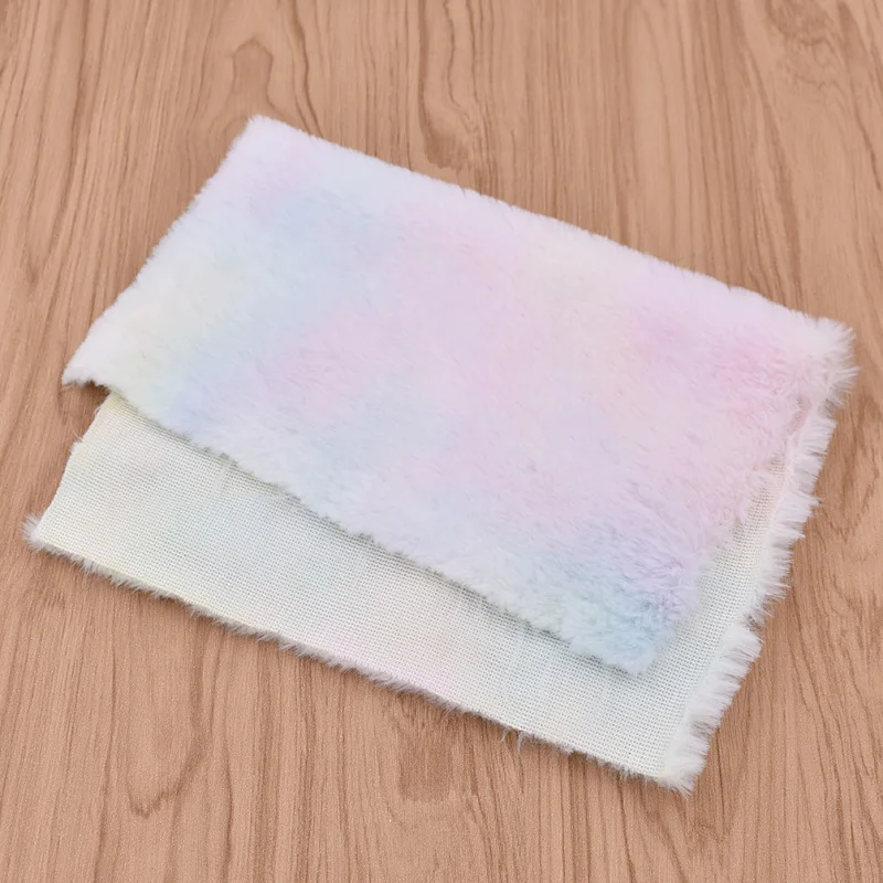 

Rainbow Color Faux Fur Plush Handmade Craft Fabric For Sew-On DIY Home Textile Garment Decoration