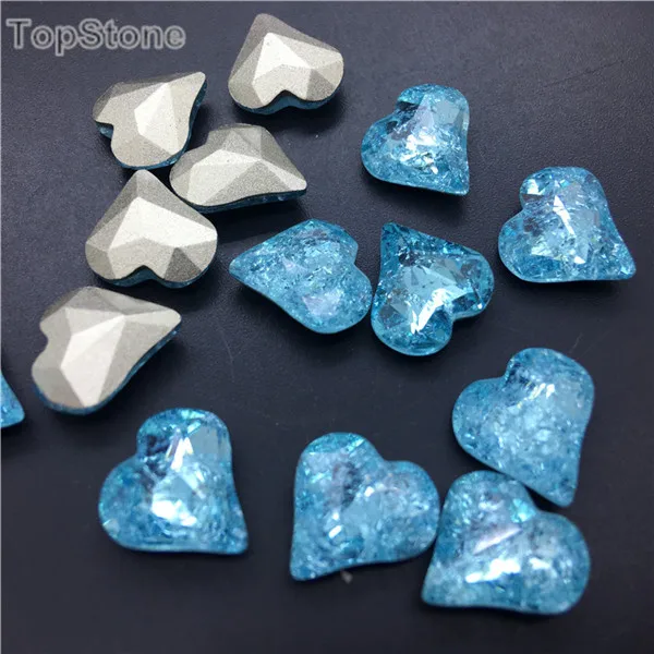 TopStone K9 кристалл 12x13 мм перекосы в форме сердца объемные Стразы Кристалл смешанный цветной Клей-на горный хрусталь DIY Аксессуары - Цвет: 202IC Aquamarine