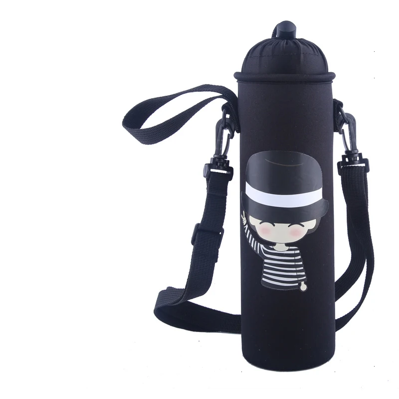 boy 350ml shoulder Неопреновые изолированный 350 мл 500 держатель для бутылки с водой тепловой Пикник напитки Перевозчик классная сумка с ремешком чашка с длинным рукавом для детей - Цвет: boy 350ml shoulder