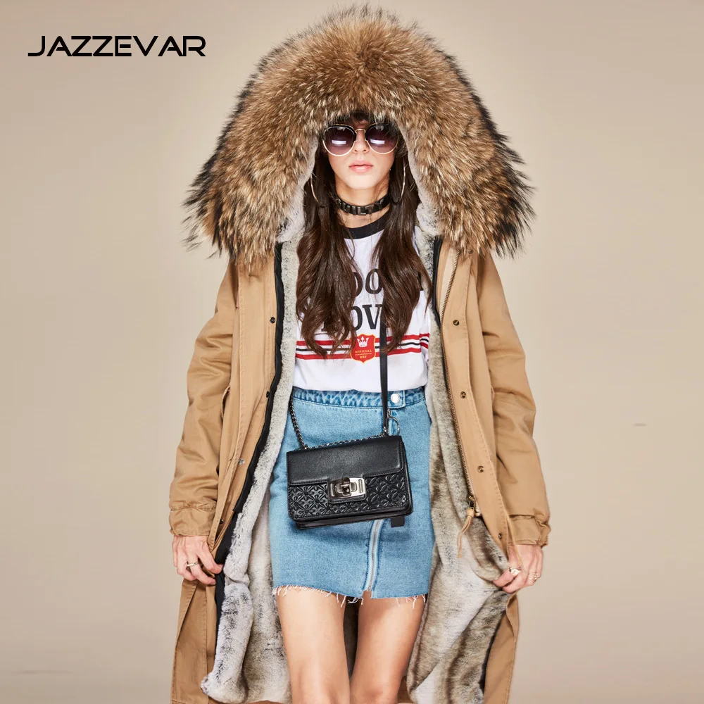 

Jia ze hua autumn/winter 2017 new women's clothing maomao bladder raccoon elongated coat collars parka stars