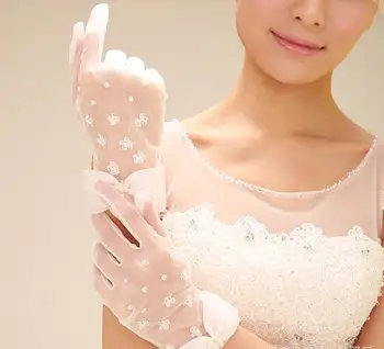 

Beautiful Medival Lolita Women Lace Gloves Sequin Lace Trim and Applique Gloves