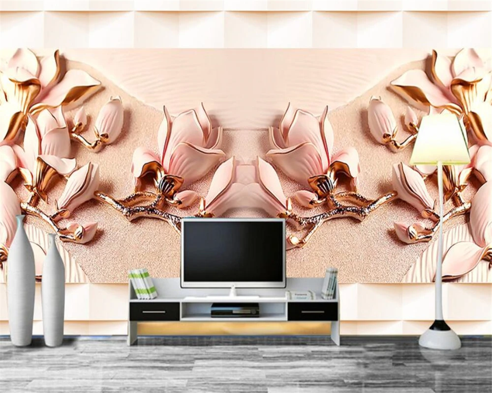 Beibehang Romantic Rose Modern 3D photo wallpaper large sofa bedroom TV backdrop mural 3D wallpaper living room papel de parede